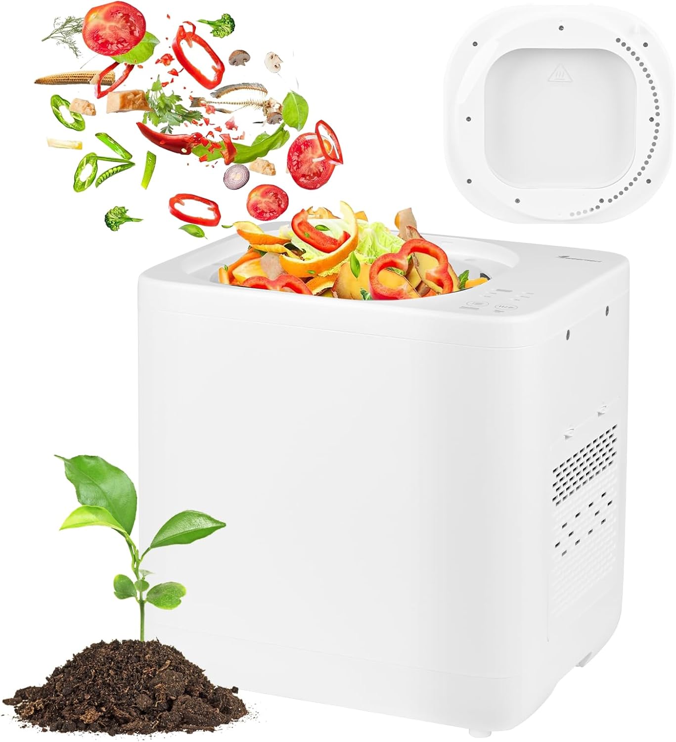 3.8L Smart Electric Composter for Kitchen – Transparent Glass Lid/Odorless & Eco-Friendly/One-Touch Operation/Multiple Modes/Fast Drying/Auto-Clean, Turn Food Waste to Fertilizer for Garden