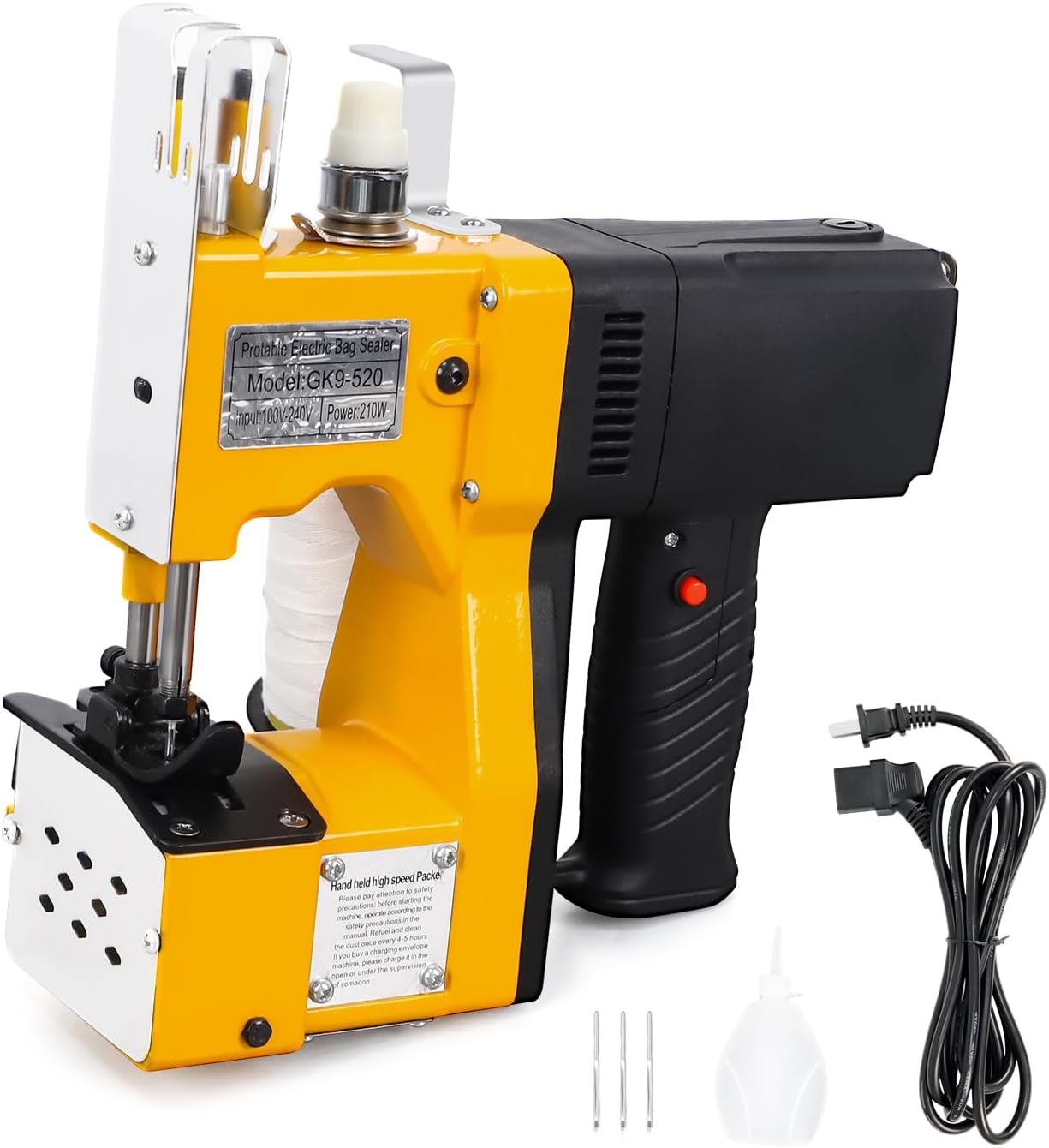 Portable Bag Sewing machine 210W Bag Closer Bag Closing Machine Bag Stitching Machine Industrial Sewing Machine Bag Stitcher for Sack Woven, burlap bags, Kraft Paper Bag Sealing
