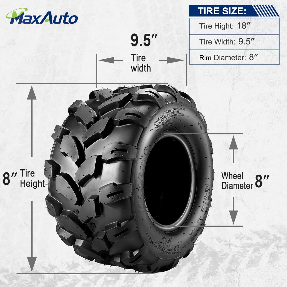 MaxAuto 2PCS Sport ATV Tires 18x9.5-8 18x9.50x8 Lawn Mower Off-Road ATV UTV Tire 4PR Turf Tires Mud Sand Trial Tires P311