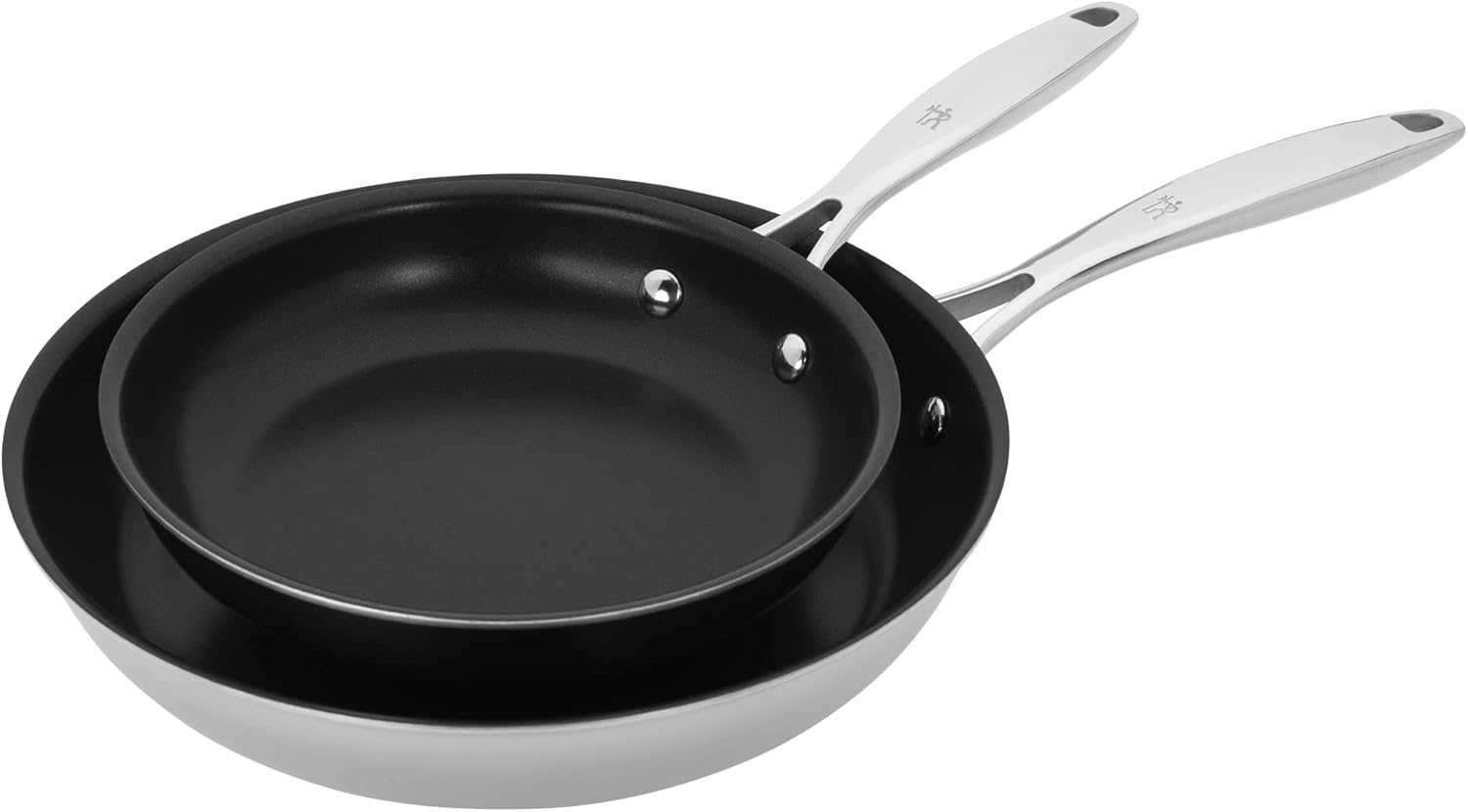 HENCKELS Clad Impulse 2-pc Nonstick Frying Pan Set, 3-Ply Clad Stainless Steel, Mirror Finish, Dishwasher Safe, Oven Safe, Induction Stove Compatible, Teflon