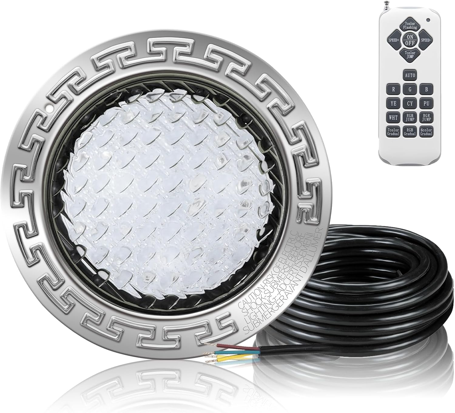 10 Inch Inground Pool Light | 12V LED RGBW Remote Control | IP68 Waterproof | 150W Equivalent |100FT