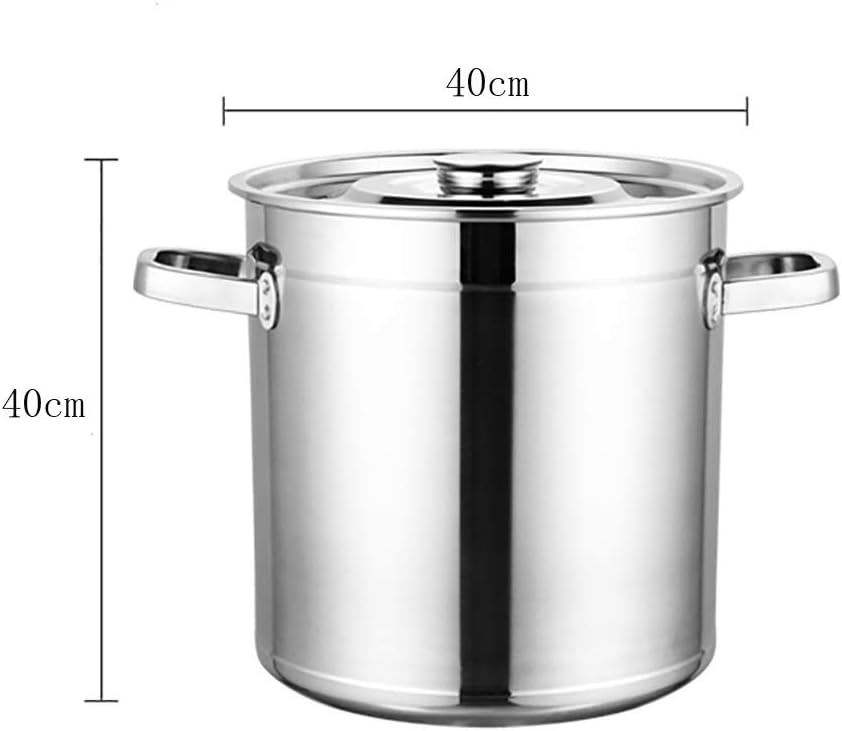 Large 3-Layer Composite Bottom,Food Grade 304 Stainless Steel Soup Barrel Soup Kitchen,Diameter 30cm,Height 30cm (Silver-50cmx50cm