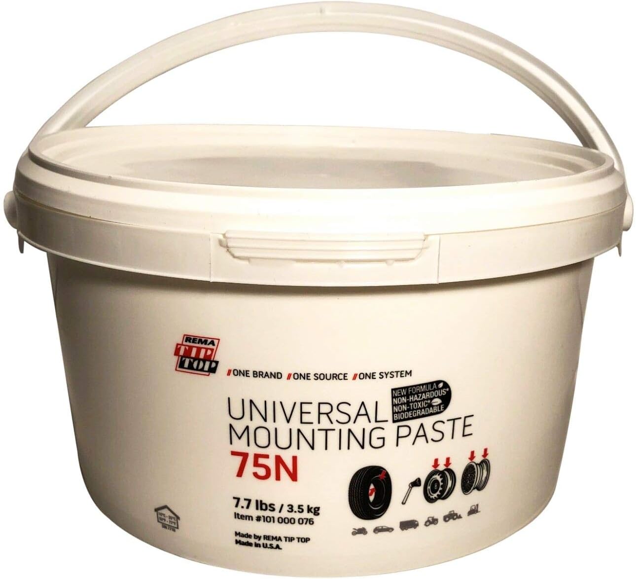 Rema Tip Top Universal Tire Mounting Paste 75N Short Low Profile Pail of lube - (7.7l bs / 3.5 kg) - 4 Tubs