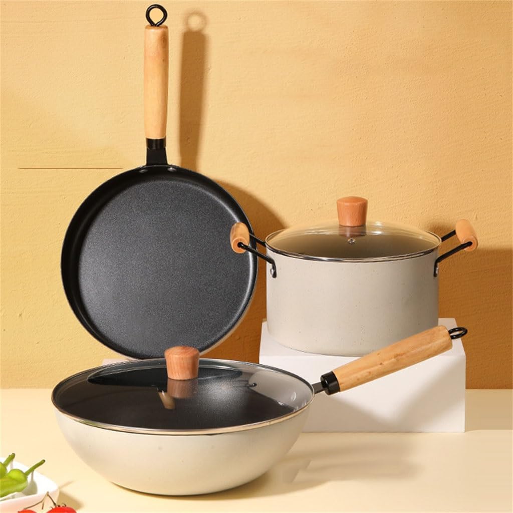 Household three-piece set of frying pan soup pot general non-touch tutensils