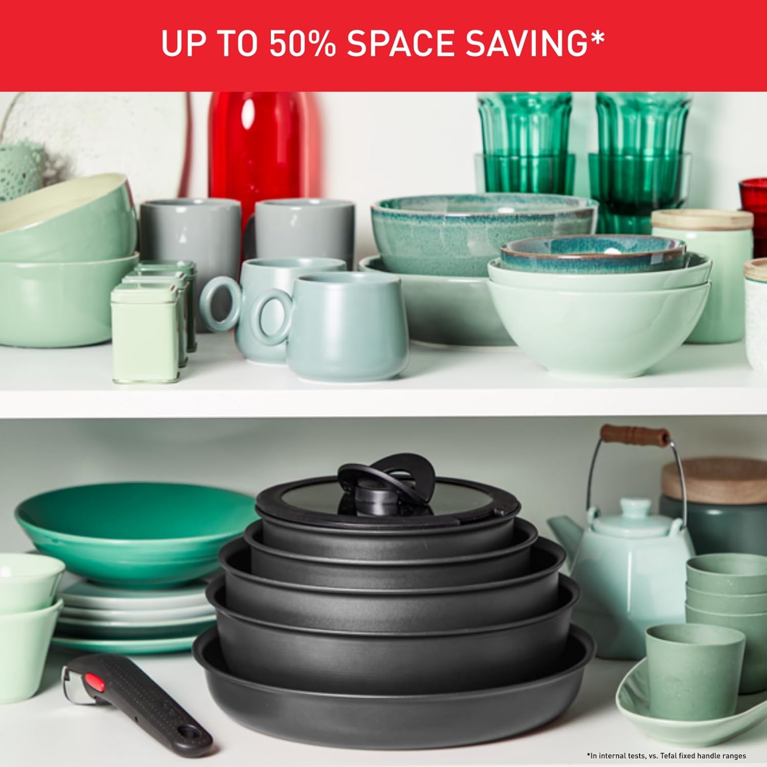 Tefal Ingenio Daily Chef ON 20 pieceNon-Stick Pan Set, 22&24&26&28 cm Frying pans, 16&18&20 cm Saucepans, 24 cm Sautepan, 16&18&20cm Glass Lids, 16&18&20 cm Hermetic Lids, Removable Handles, L7619402