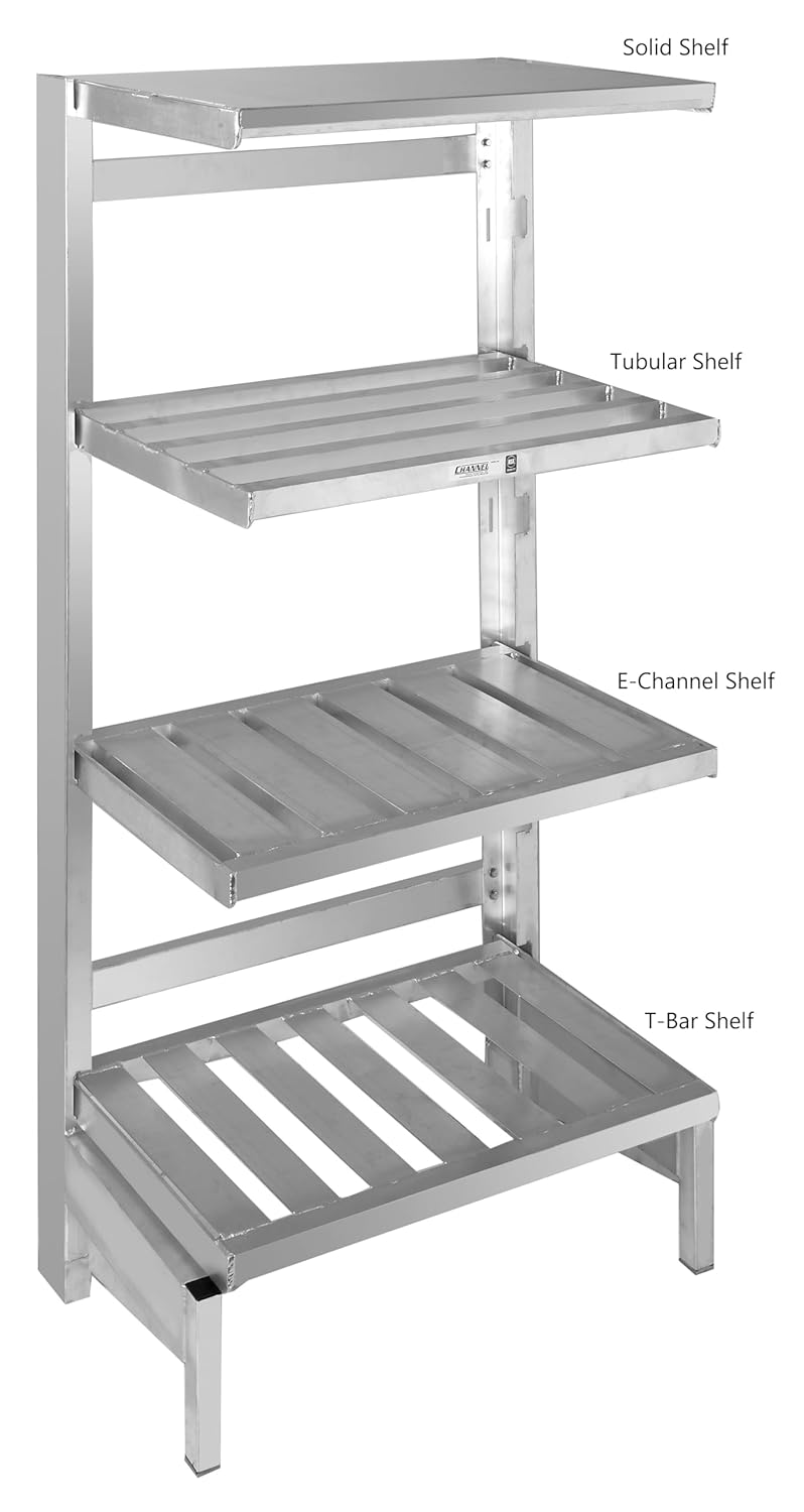Channel BC2448 Cantilever Shelving, T-bar Shelf, Aluminum Construction, 900 lbs. Capacity, Rust-Proof, Freestanding, Ideal for Walk-in Coolers, Freezers and Dry Storage, 48