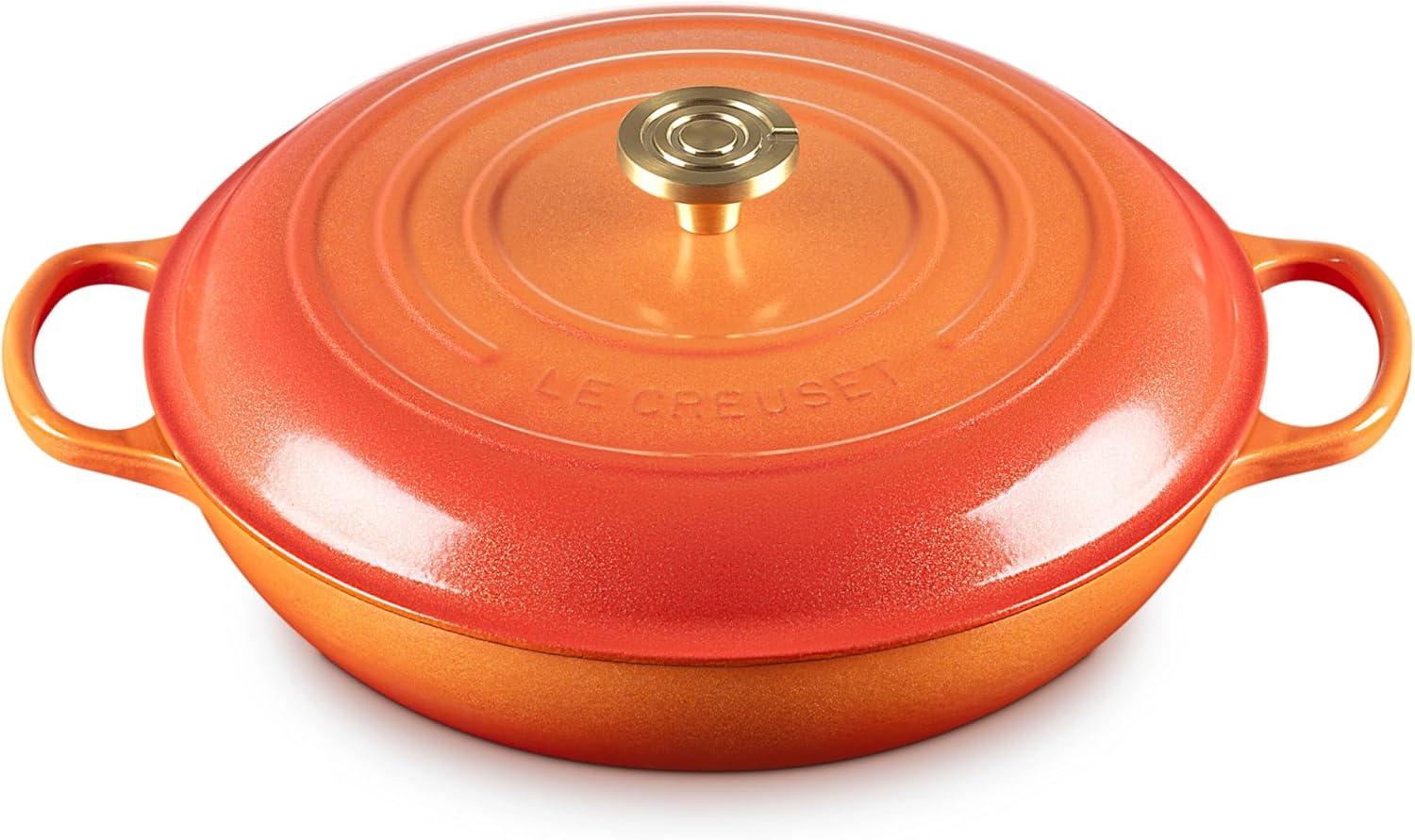 Le Creuset Enameled Cast Iron Signature Braiser 5 qt., Flamme Doree with Crucible Knob