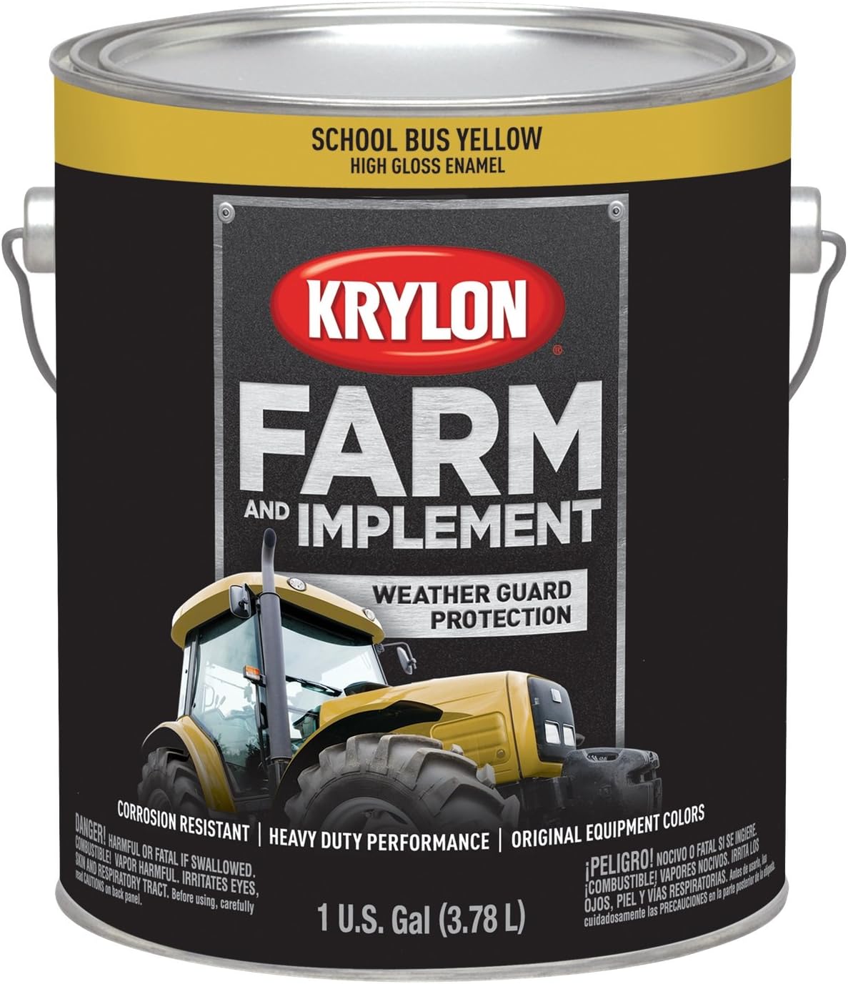 Krylon Farm & Implement Brush On-Paint, High Gloss, School Bus Yellow, 1 Gallon