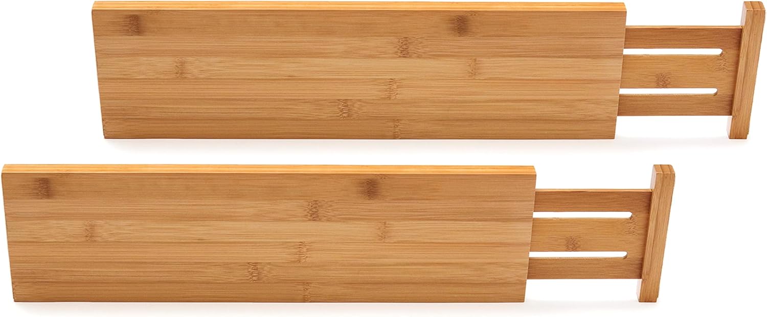 Lipper International Bamboo Wood Custom Fit Adjustable Dresser and Kitchen Drawer Dividers, 18 1/8