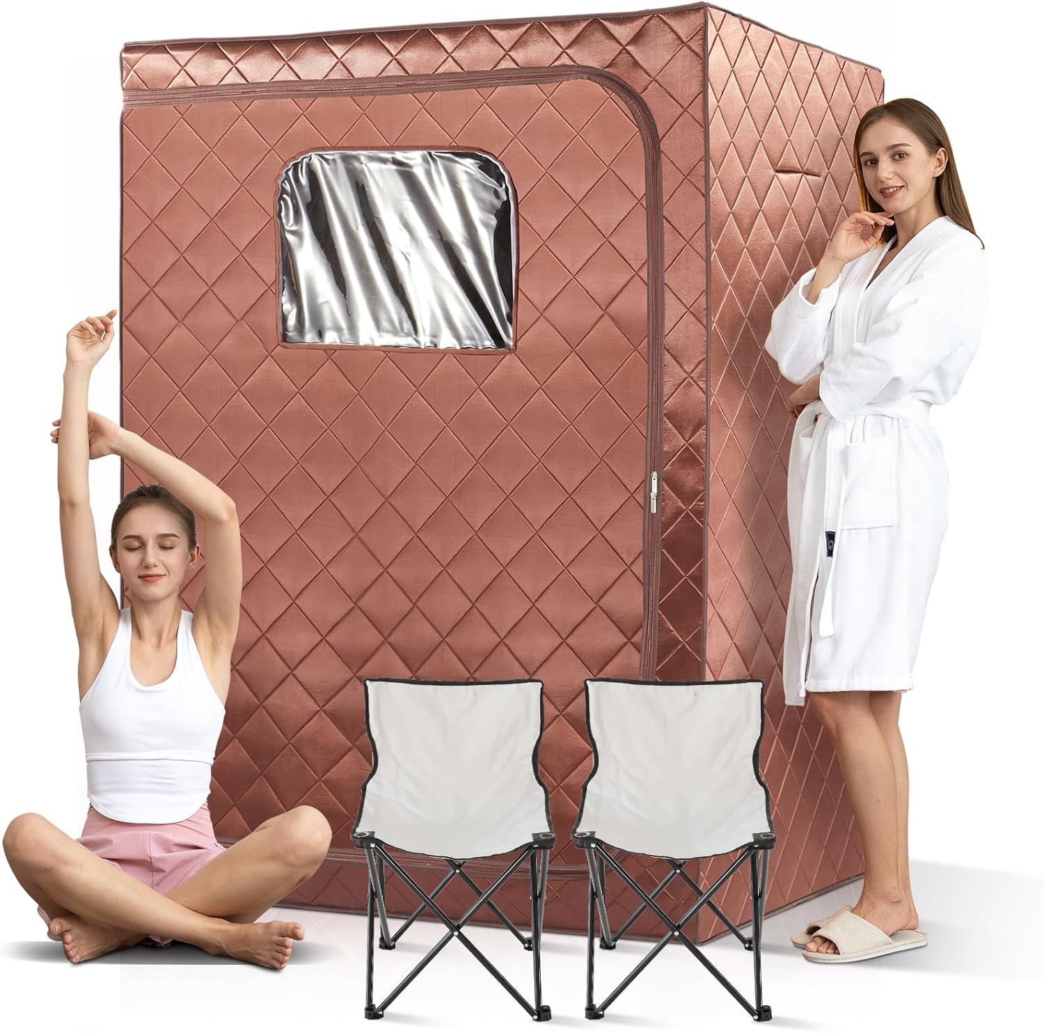 Portable Infrared Sauna for Home, 2 Person Sauna Tent for Relaxation & Detox, Dry Heated Personal Indoor Sauna with Remote Control, 2 Foldable Chairs, Full Body Spa for Gym/Pilates/Garage