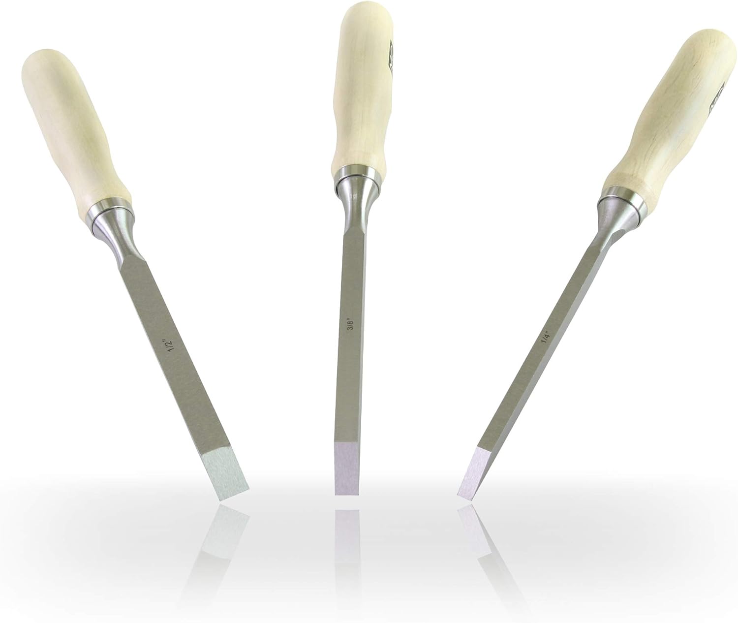 Professional Woodworking Cabinetmakers Mortise Chisel set Chrome-Vanadium Steel with Hornbeam Handles for Carpentry, Woodworking, Carving, Craftsman, Set of 3, 1/4”, 3/8”,1/2”