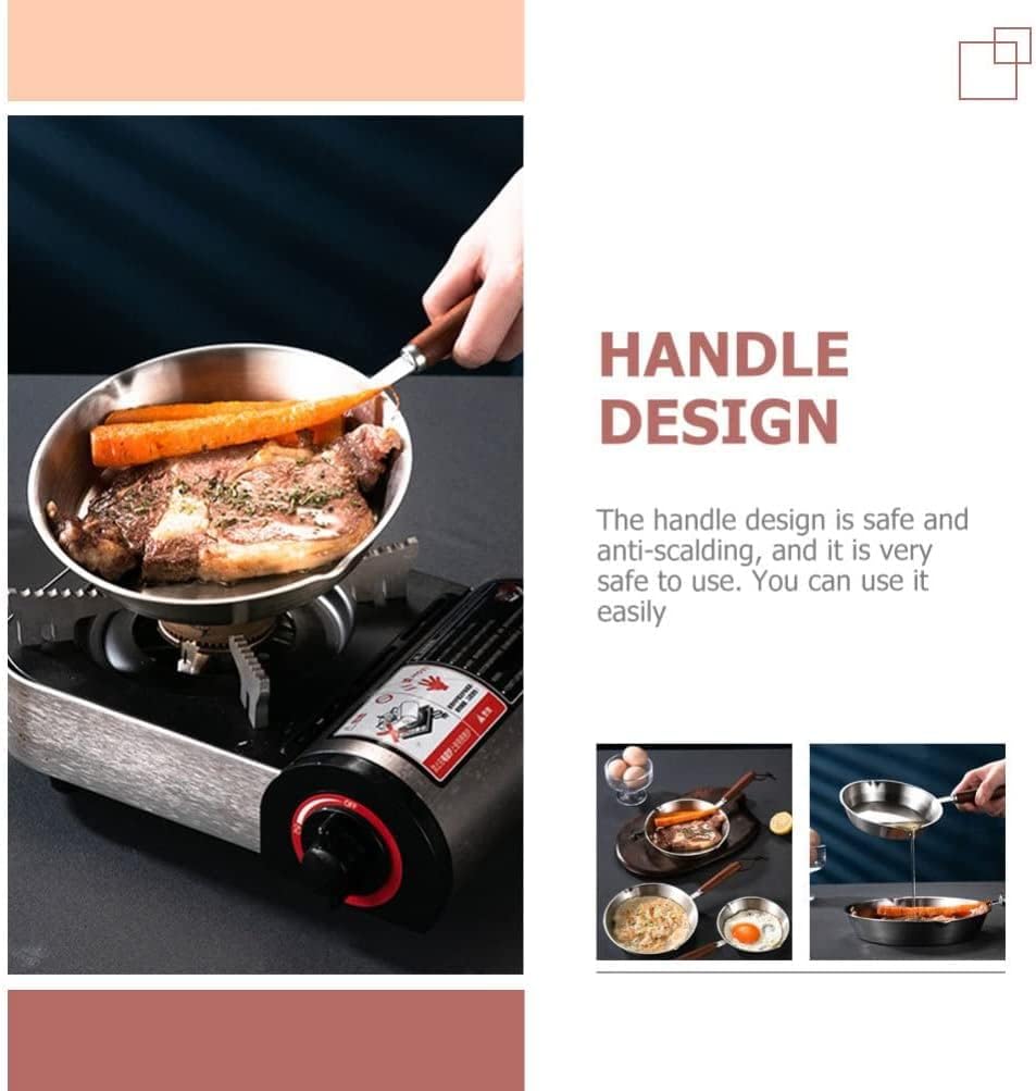 Mini Frying Pan Stainless Steel Oil Skillet Frying Pan Egg Frying Pan Kitchen Oil Heating Pan Wok, 24X12X2.3Cm-As Shown-24X12X2.3CM