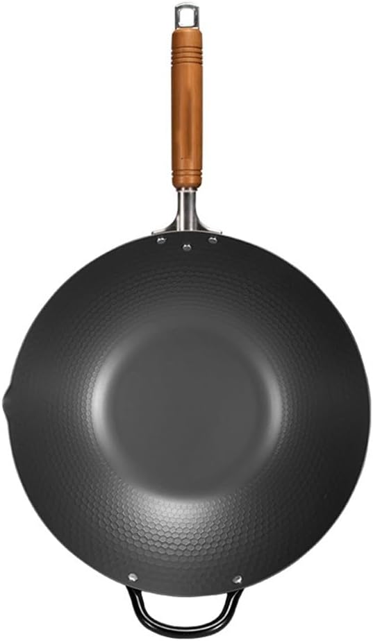 Iron Grain Household Frying Pan Wok Non-stick Flat Bottom