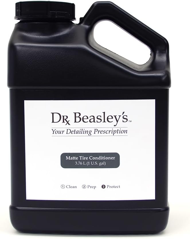 Dr. Beasley's Matte Tire Conditioner 1 Gallon for Auto - Restores Faded Tires to Black, Protects from UV & Surface Cracking, Won't Harm Matte Surface