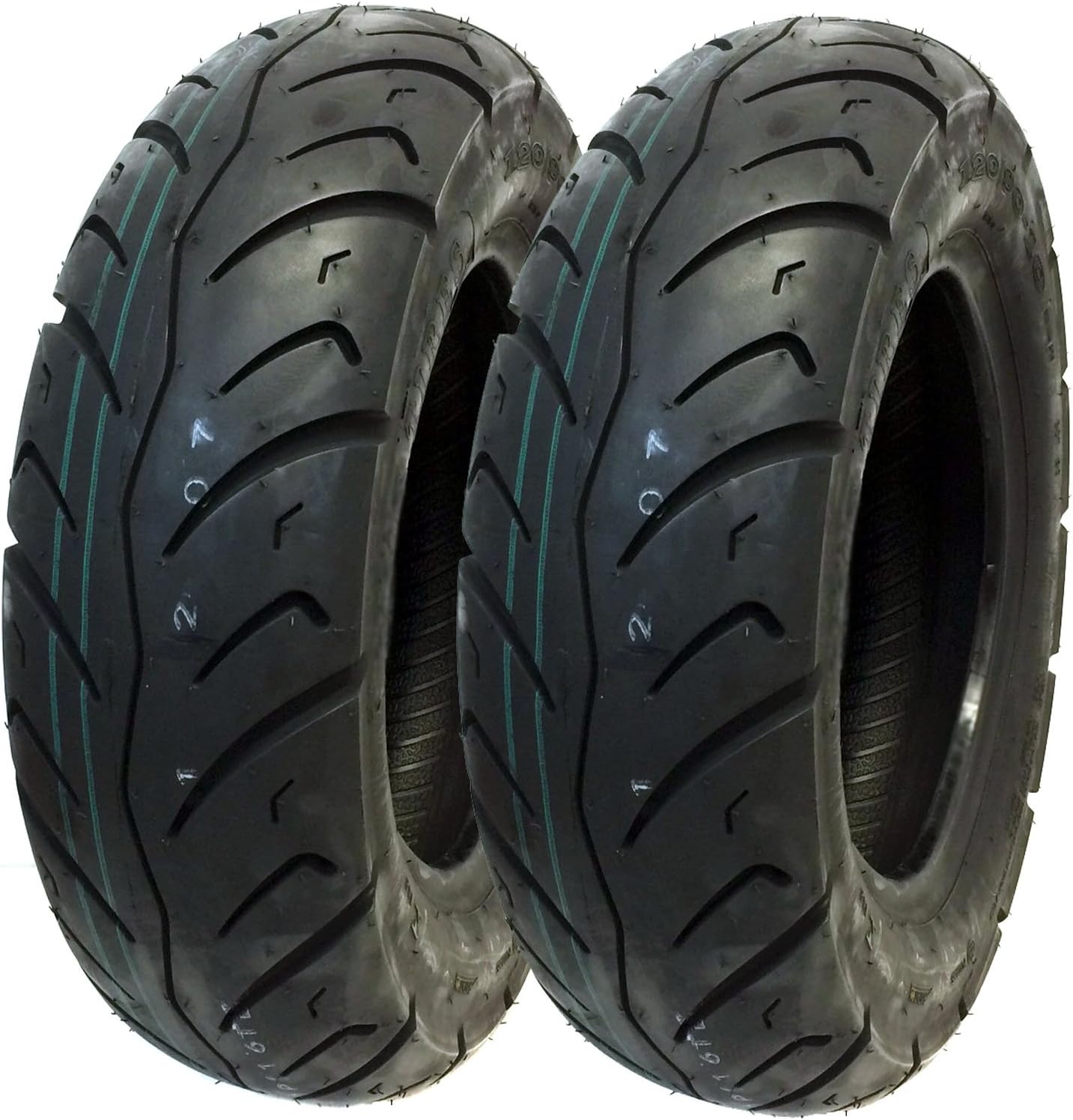 MMG Set of 2: Tire 120/90-10 (P116) Tubeless Front/Rear Motorcycle Scooter Moped Street Tire