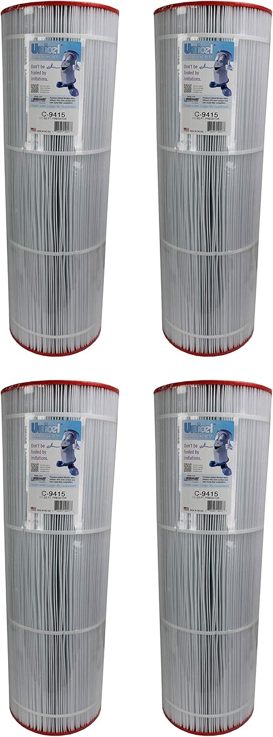 Unicel C-9415 150 sq ft. Media Replacement Pool Filter Cartridge with 175 Pleats, Compatible with Pentair, American, Pac Fab, & Sta-Rite (4 Pack)