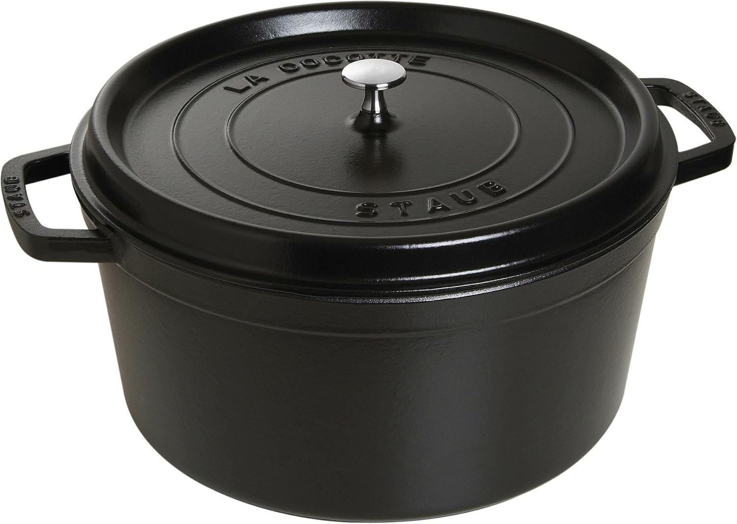 STAUB Cast Iron Round Cocotte, Dutch Oven, 13.25-quart, serves 12+, Made in France, Matte Black