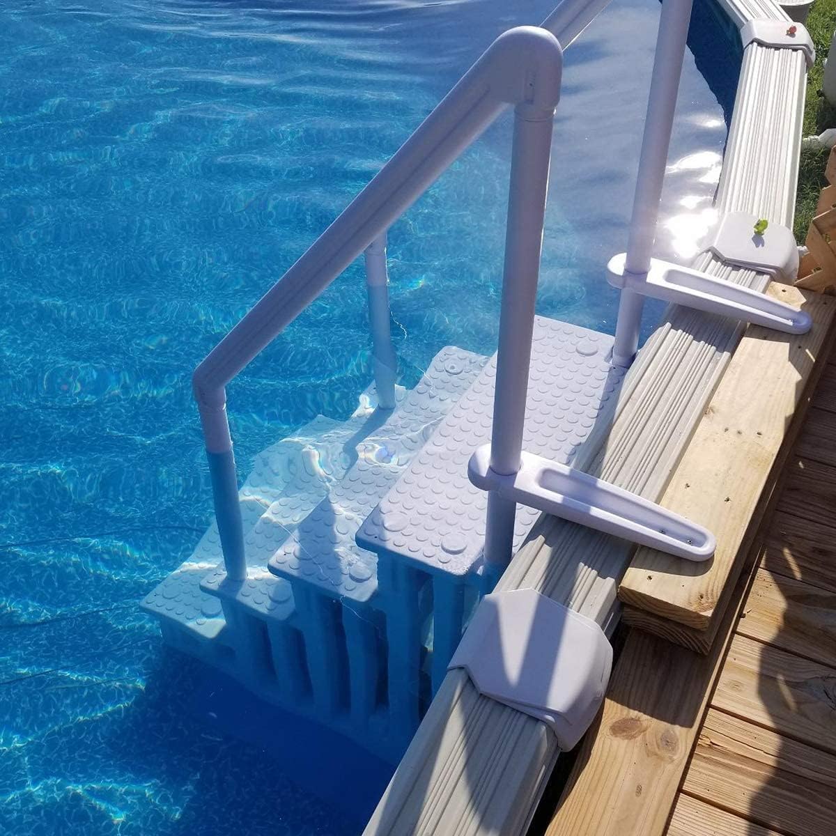 XtremepowerUS 4-Step Above Ground Swimming Pool Ladder Step to Deck Mounted Step Ladder W/Double Handle Rail Slip Prevent 48