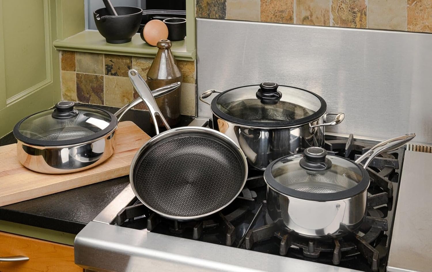 Black Cube Quick Release Cookware 7 Piece Set, Assorted Sizes