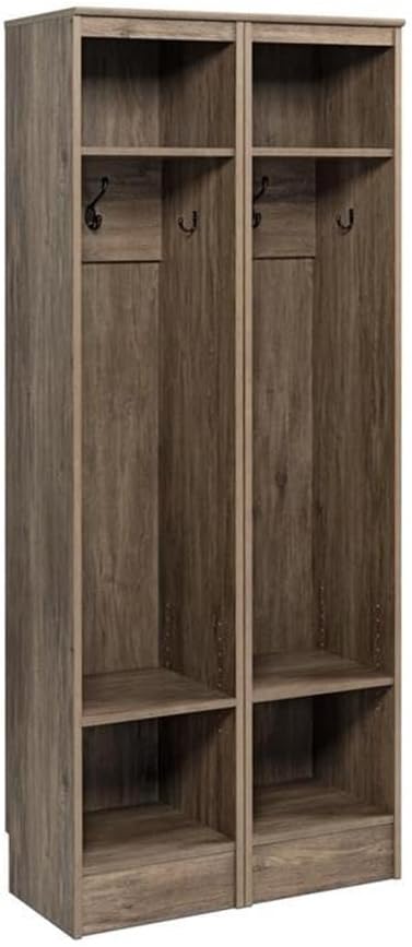 Prepac Narrow Coat Rack Freestanding Hall Tree with 3 Hooks, Entryway Furniture for Coat and Shoe Storage, Entryway Organization with an Adjustable Shelf, 14.75