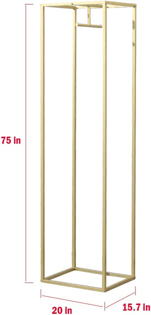 Clothes Retail Heavy Duty Metal Garment Racks,Clothing Store Hanger Storage Shelves,Floor-Standing Display Rack (Gold Square Tube, 75