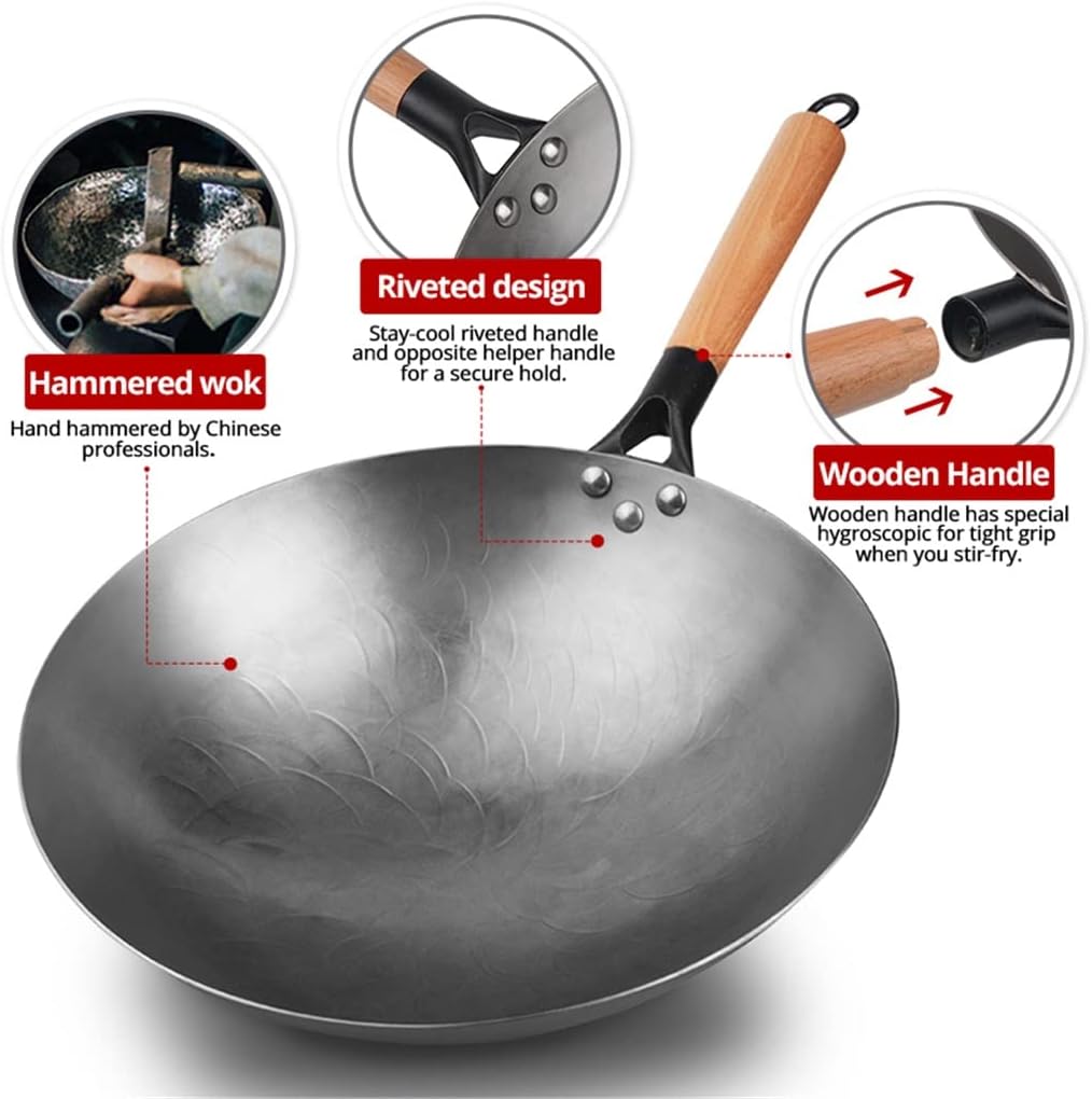 Uncoated Iron Wok Chinese Handmade Pan For Gas Stove