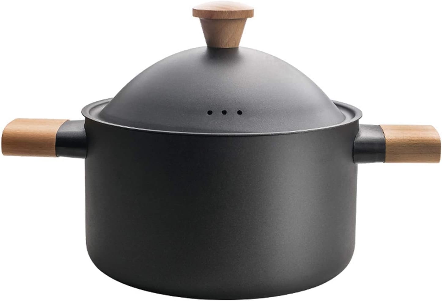 Casserole Pot Shallow Iron Pan with Lid Soup Pot with Ergonomic Handles Pot Ideal for Classic Cooking,Black 22cm