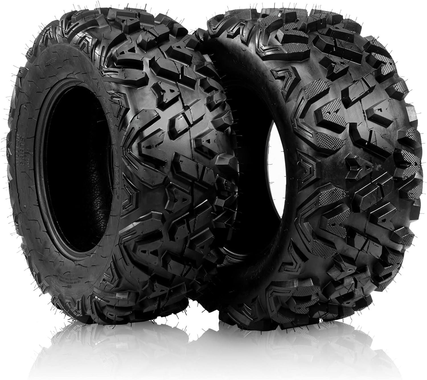 Autoforever ATV UTV Tires Front 25x8-12 & Rear 25x10-12 6PR Sport All Terrain Tubeless Tires 25x8x12 25x10x12 (1 Front + 1 Rear)