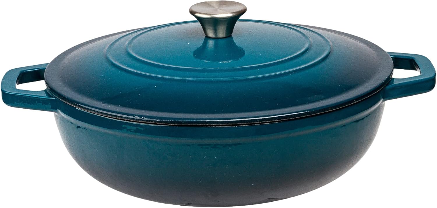 Lexi Home Enameled 5 Qt. Cast Iron Dutch Oven Braiser - Blue