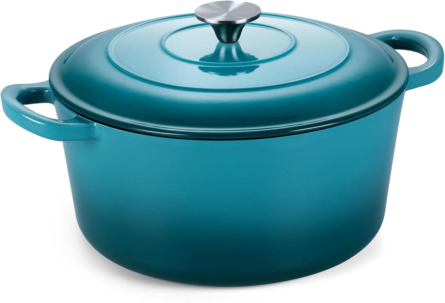 Onader 7QT Dutch Oven Pot with Lid, Cast Iron Large Pot for Bread Baking, Round Dutch Oven, Enameled Heavy Duty Cookware - Dark Cyan