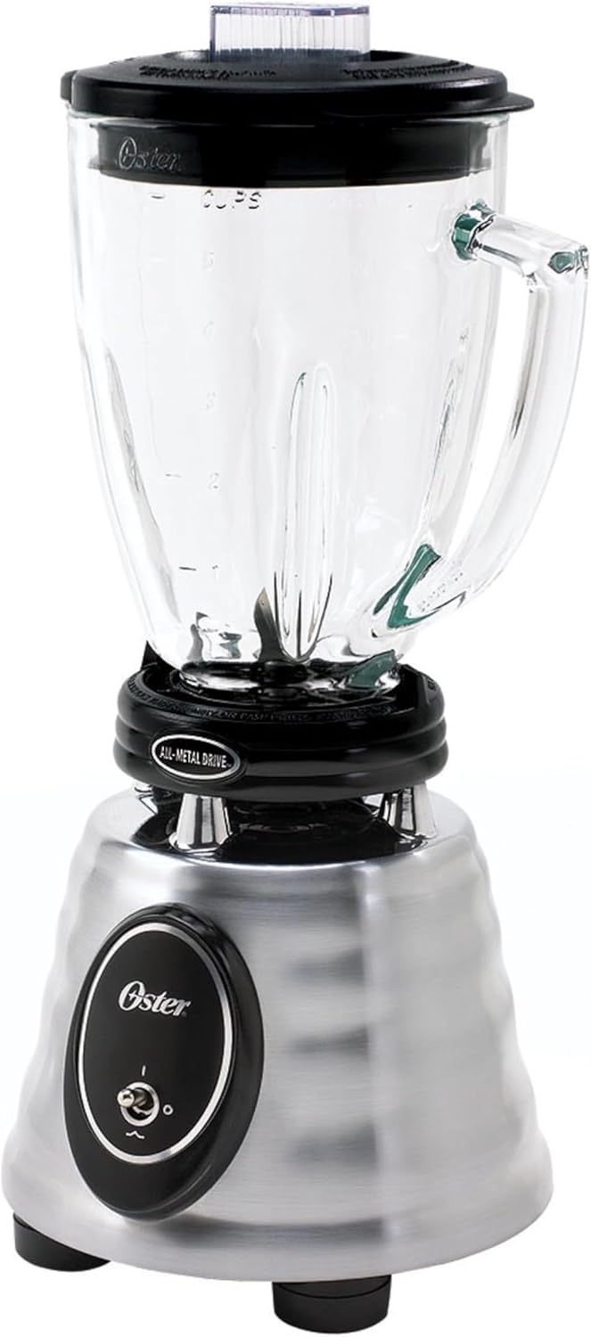 Oster Classic Series Heritage Blender with 6-Cup Glass Jar, 1000W Power, Stainless Steel Countertop Kitchen Blender
