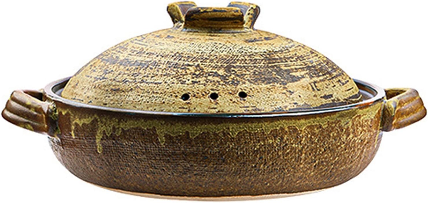 Ceramic Hot Pot, Clay Pot for Cooking Ceramic Hot Pot Casserole Earthenware Pot with Lid,(2.2L)