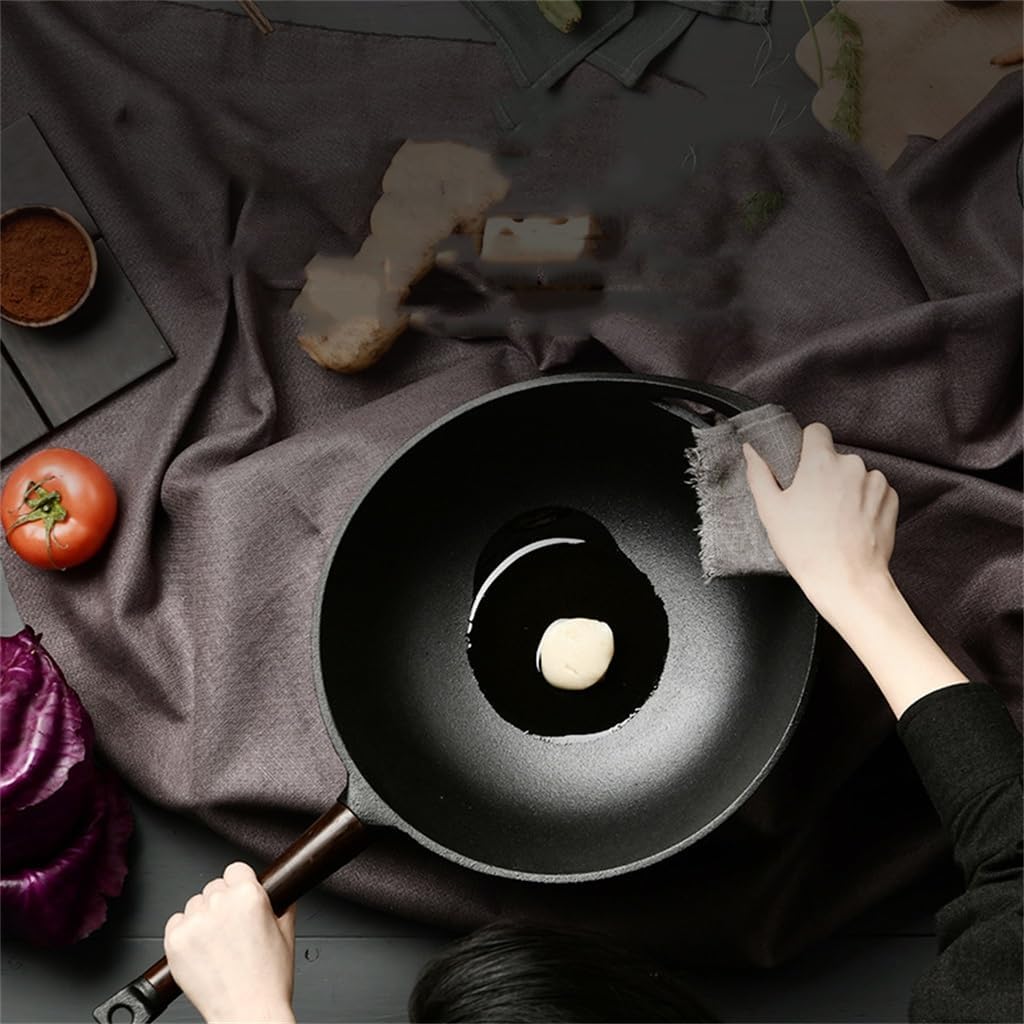 Cast Iron Cookware Uncoated Household Non-stick Pan Flat Bottom Induction Frying