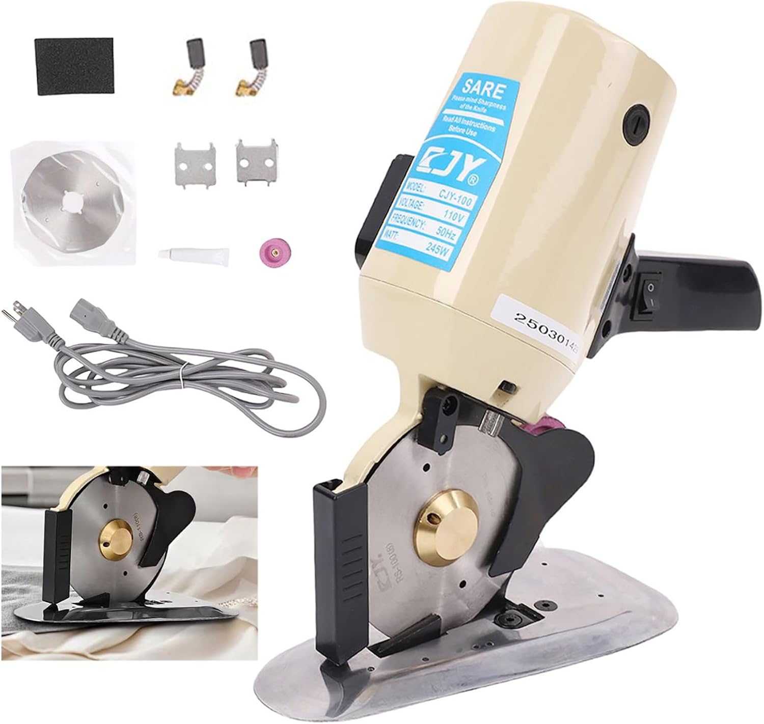 Electric Rotary Fabric Cutter 110V Electric Cloth Cutting Machine 4 Inch Rotary Blade Hand Held Fabric Slitting Machine with Automatic Sharpener for Multi-Layer Clothing,Textiles,Carpet