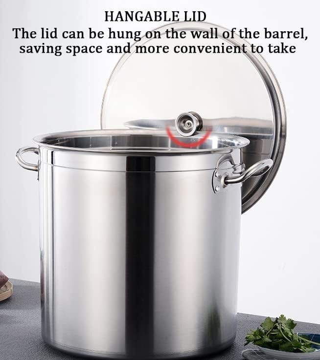 Commercial Cooking Pots Large Stockpot Stainless Steel Stock Pot and Strainer Basket Set Soup Bucket(45cm/17.7inch)