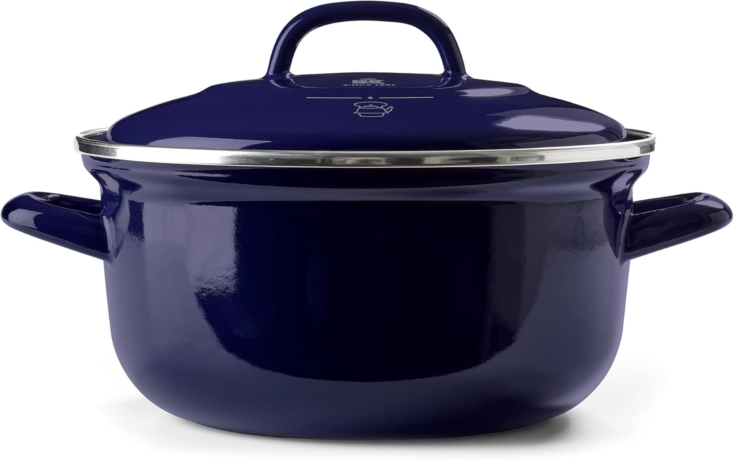 BK Indigo Dutch Heritage Round German Enamelled Casserole with Lid with PFAS-Free Ceramic Non-Stick Coating, 20 cm/2.5 Litre, Induction, Dishwasher Safe, Oven Safe, Cobalt Blue