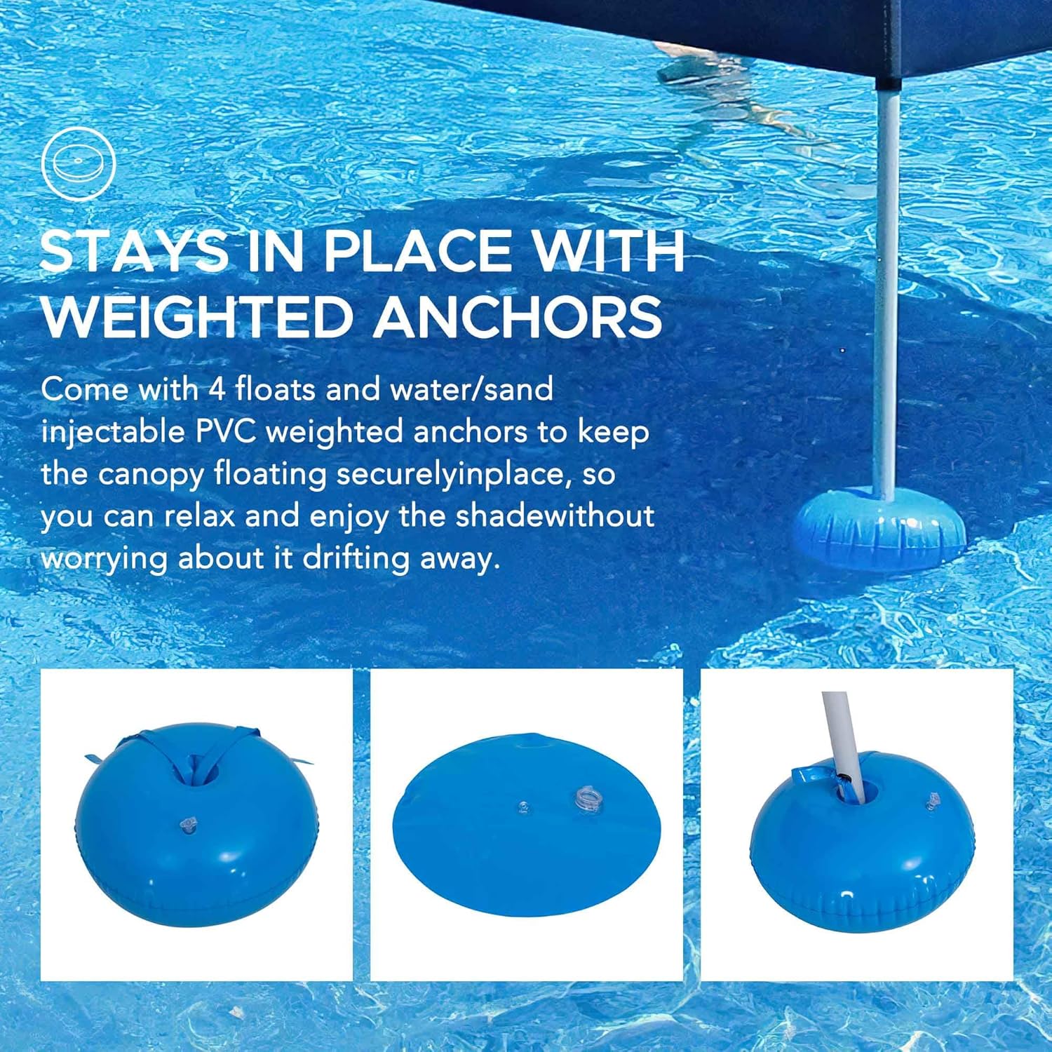 Sunjoy Floating Pool Canopy with Add-on 24x24 in. Wicker Floating Tray, Grey