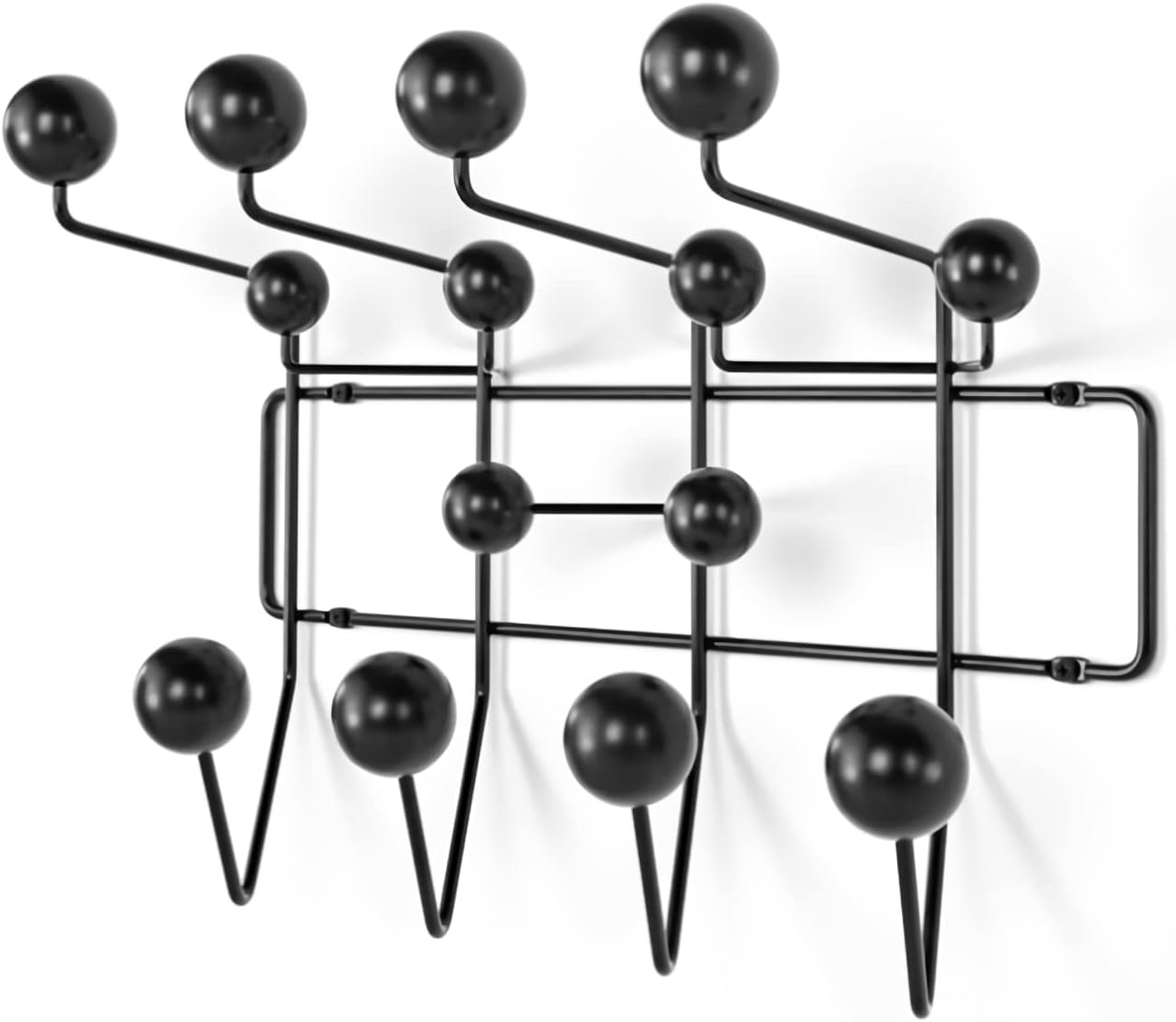 SHISEDECO Classic Hang it All Coat Rack, Mid Century Modern Wall Mounted Hooks with Painted Solid Wooden Balls, Decorative Creative Fashion Wood Hanger for Home, Bedroom (Multicolor)