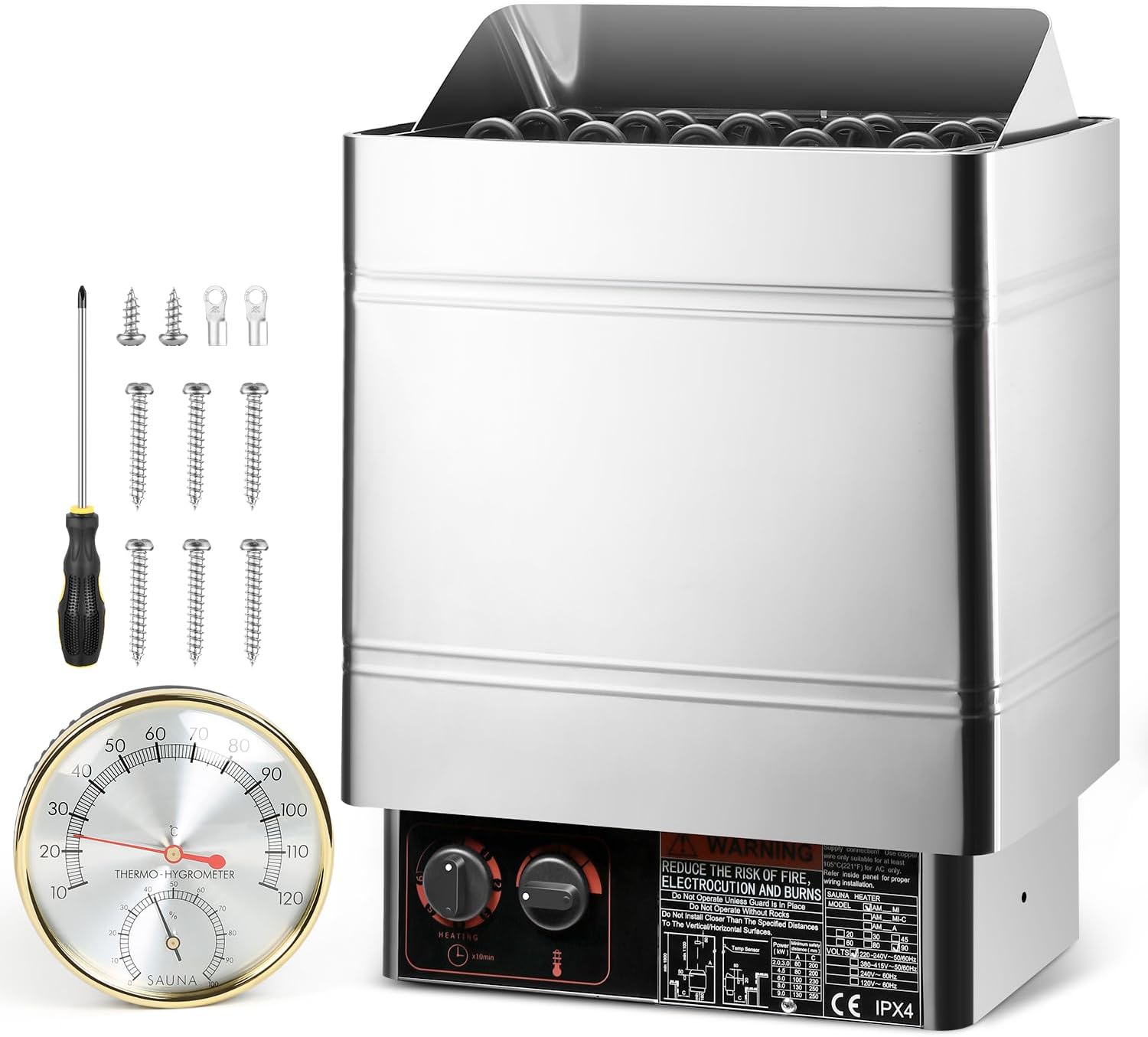 Sauna Heater-Electric Sauna Heaters 220V 6KW with Built-in Controller,Suitable 260 Cu.Ft Sauna for Home,Home Steam Sauna Bathroom,SPA Houses,Hotels Dry Saunas(6KW)