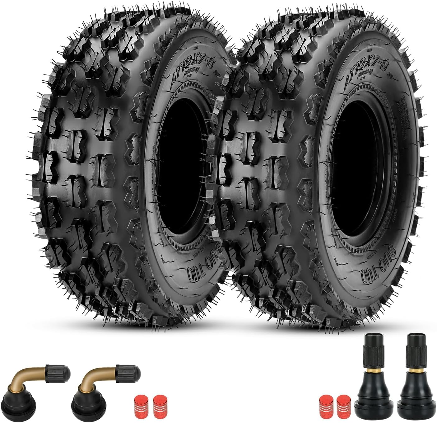 19x7-8 Mini Bike Tires Compatible with Coleman CT200U BT200X Baja Warrior MB165 MB200 Axis M200 Taotao Coolster 110cc 125cc ATV UTV Quad 4 Wheeler Go Kart Off-Road Replacement Parts Set of 2