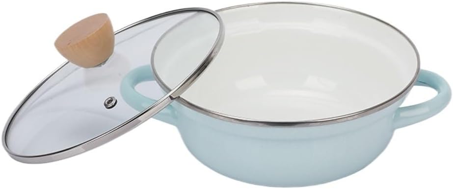 Household -ear Stew Pot Enameled Saucepan Flat Bottom Auxiliary Cookware