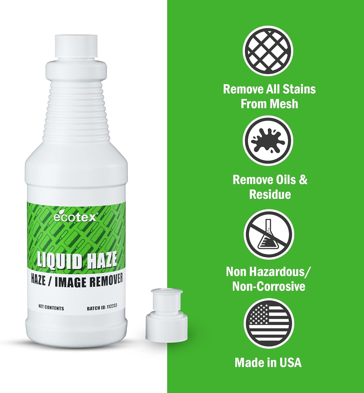 Ecotex® Liquid Haze Degreaser (Gallon - 128oz.) - Dehazer and Ghost Image Remover for Screen Printing Screens, Screen Printing Ghost Image Remover - Eco-Friendly Screen Printing Supplies