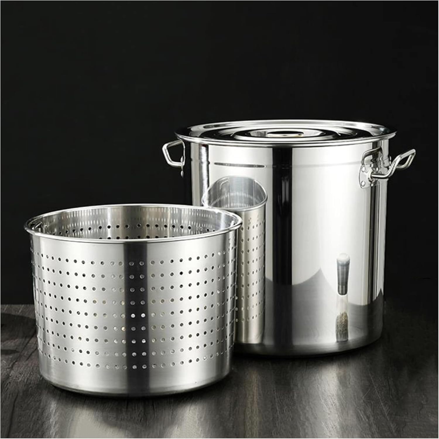 Heavy Duty Stainless Steel Stock Pot - Turkey Fryer & Crawfish Pot with Basket for Cooking Crab & Lobster(45Qt)
