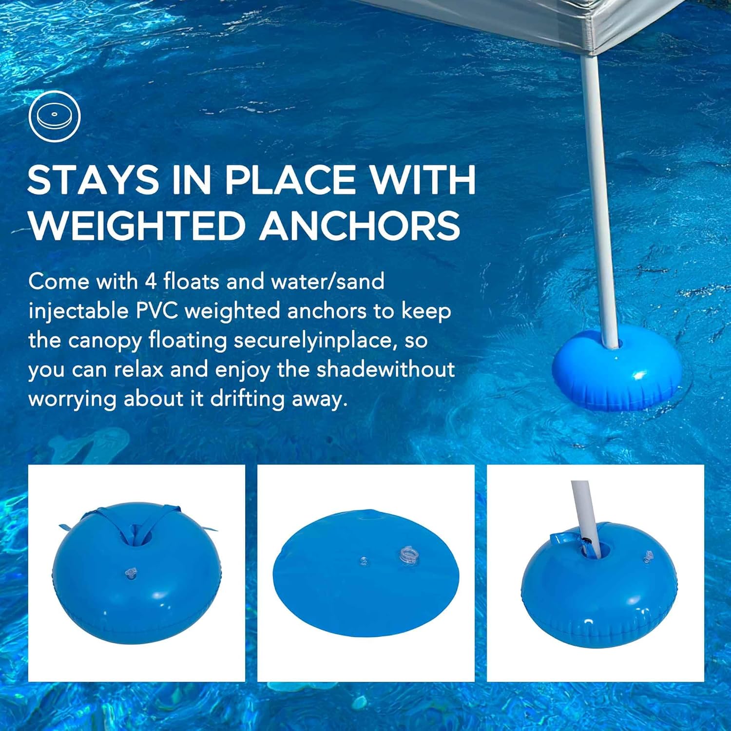 Sunjoy Floating Pool Canopy with Add-on 24x24 in. Wicker Floating Tray, Grey