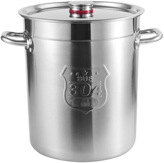 304 Soup Bucket Stainless Steel, Binaural Soup Pot with Lid Exhaust Hole, Kitchen Milk Storage Canister Commercial Household, for Kitchen Cooking Utensils,57L/40 * 40Cm,57L/40 * 40Cm