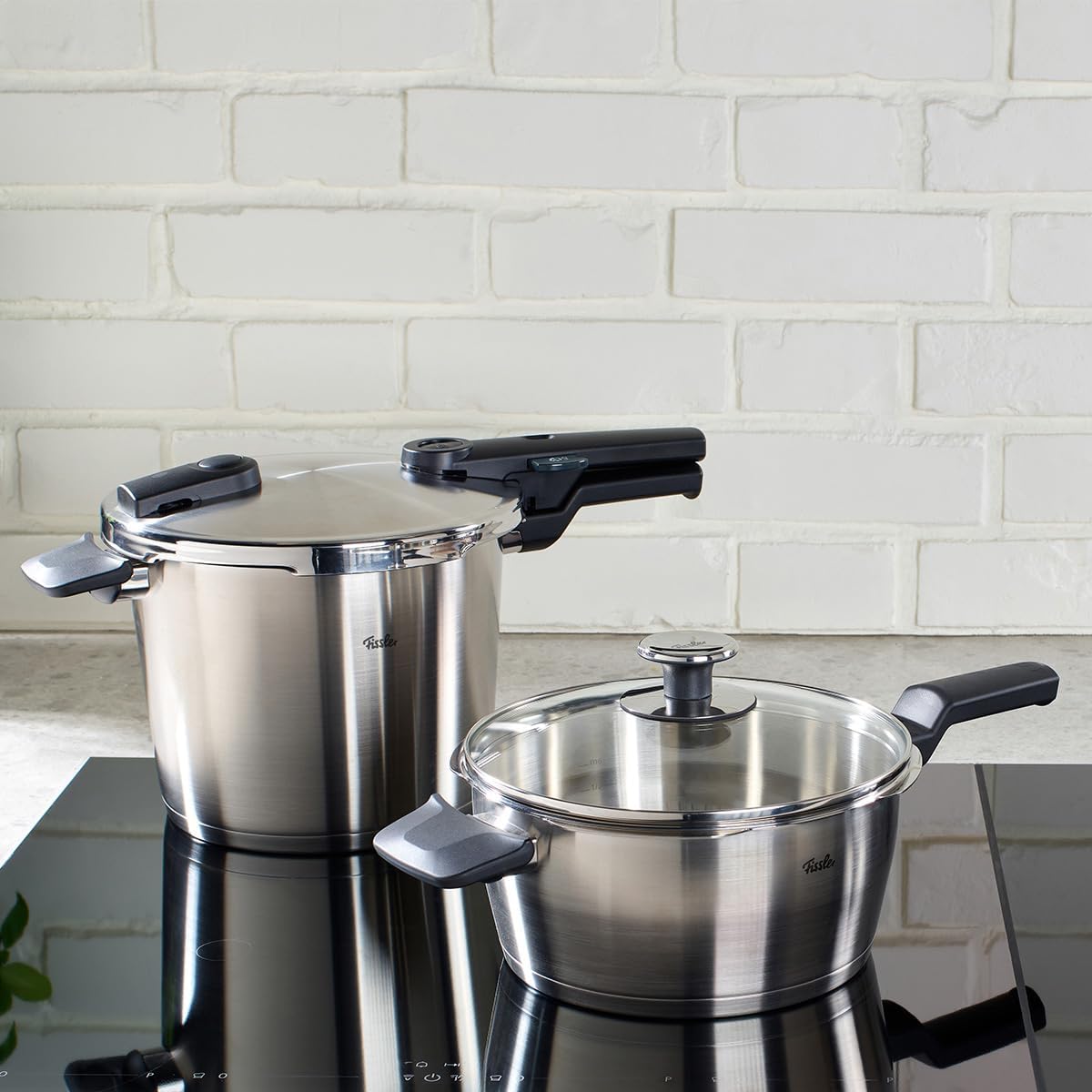 Fissler Vitaquick Premium 3 Piece Set, 3.7 Quart and 6.3 Quart Pressure Cooker with Glass Lid