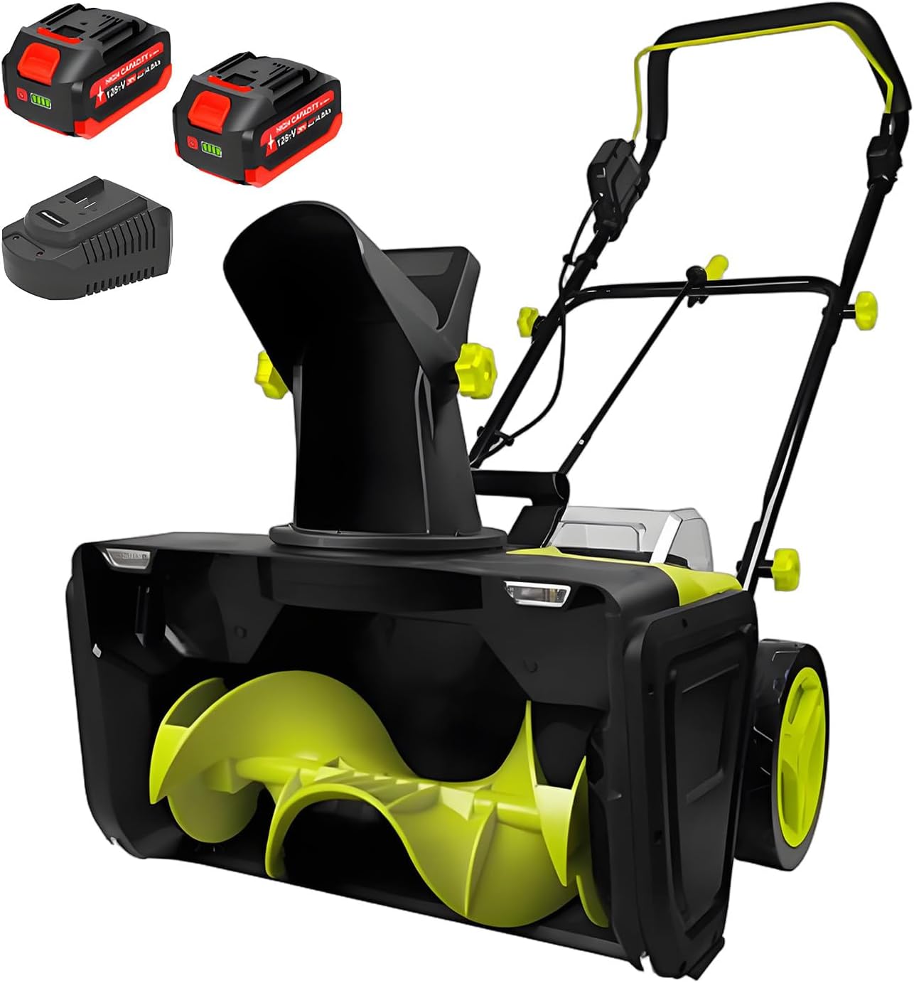 BANGBANGJI Battery Powered Snow Blower 3500 W, Snow Blower Cordless with Adjustable Chute & LED Lights, 20