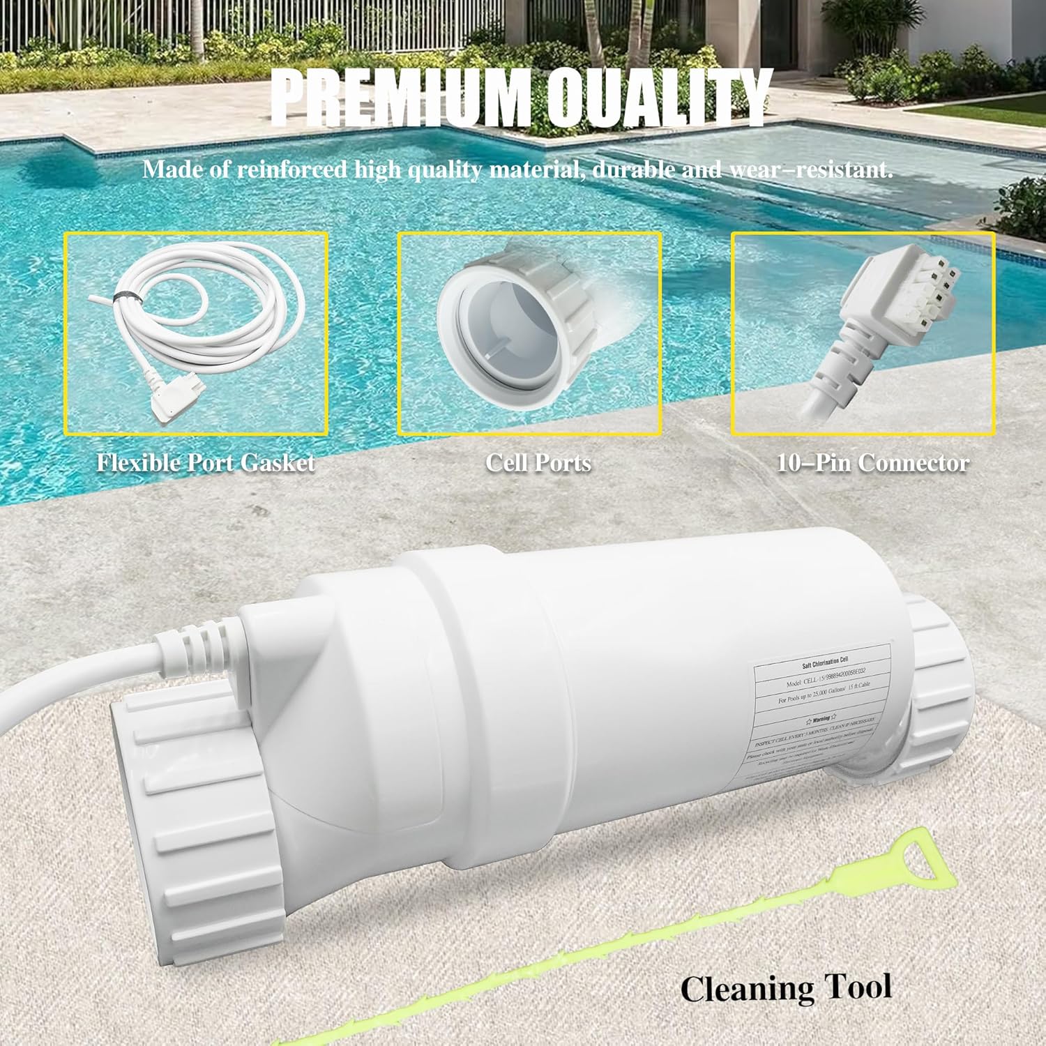 Salt Water Pool Chlorinator System is Compatible with Hayward Salt Chlorine Generator W3T-Cell 9,T-Cell 9-SWP,T-Cell 9,Pool Up to 25,000 Gallons