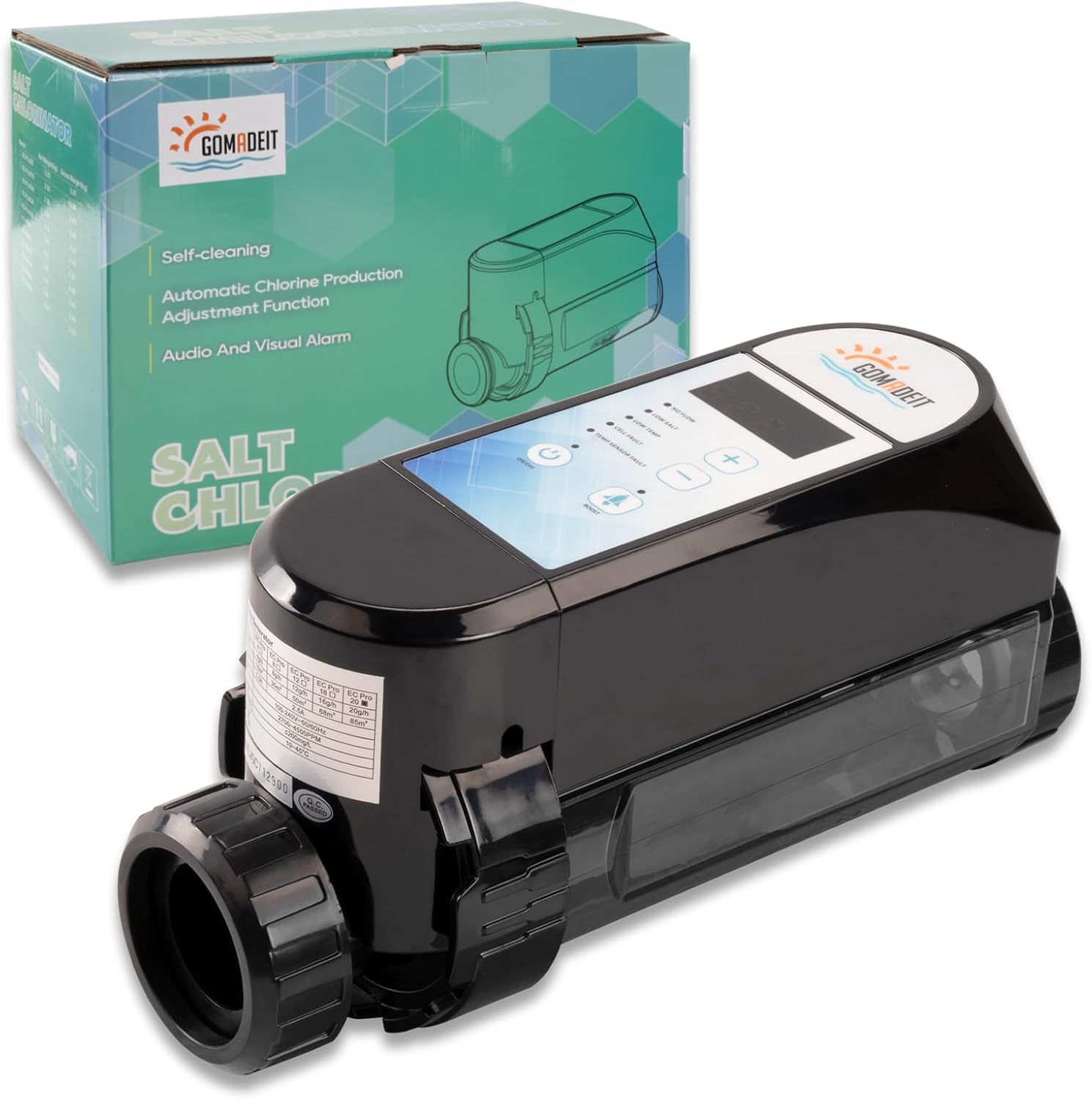 Salt Pool Chlorinator System, Salt Chlorine Generator for Above Ground Pool, Up to 20,000 Gallons Pool, Built in Wi Fi and Saltwater Swimming Pool System with Salinity Display