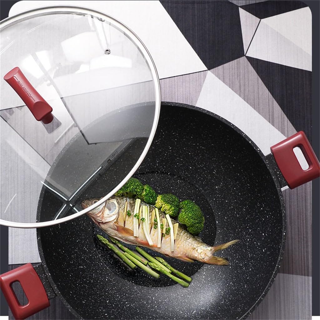 Non-stick Wok Frying Pan Household Induction Cooker Gas Stove Ear Flat Bottom
